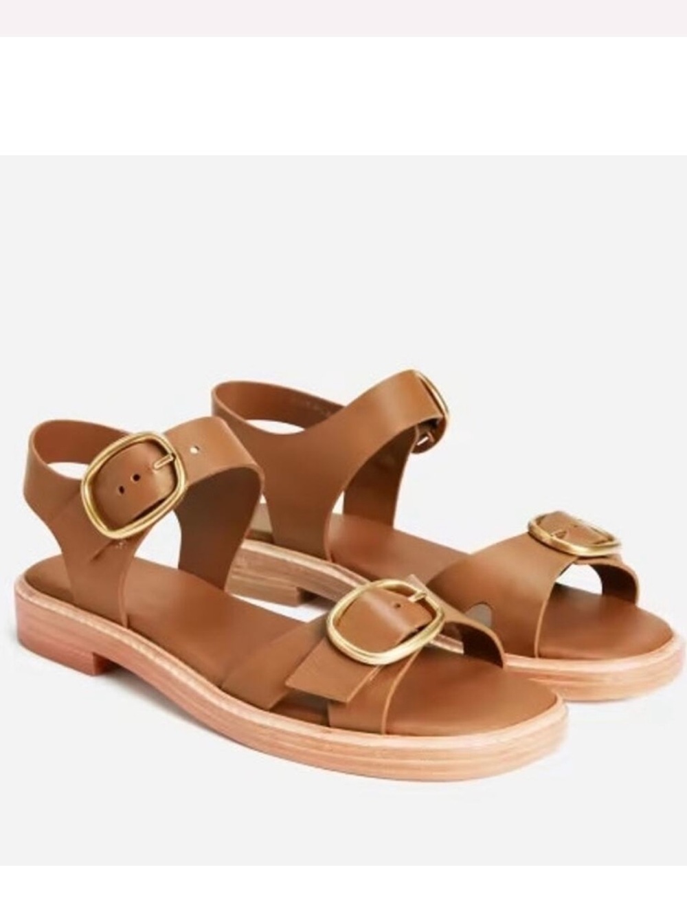 LN!! EVERLANE The Twin Buckle Sandal Brown Sugar Leather Adjustable Flat 6